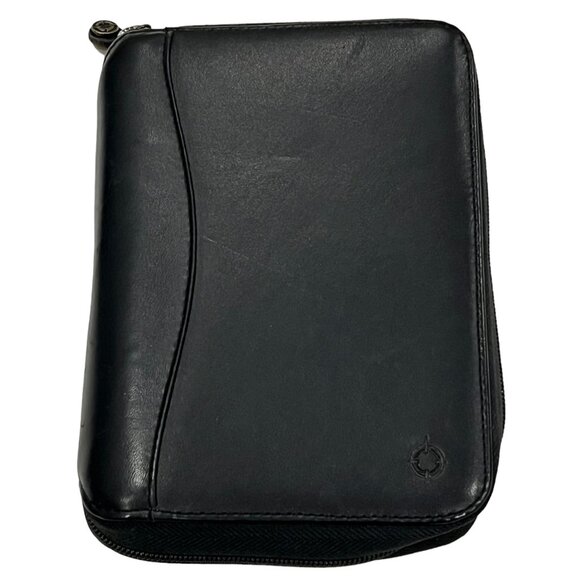 Franklin Covey Vintage Black Leather Full Zip Around Planner Organizer Compact S - Picture 1 of 10